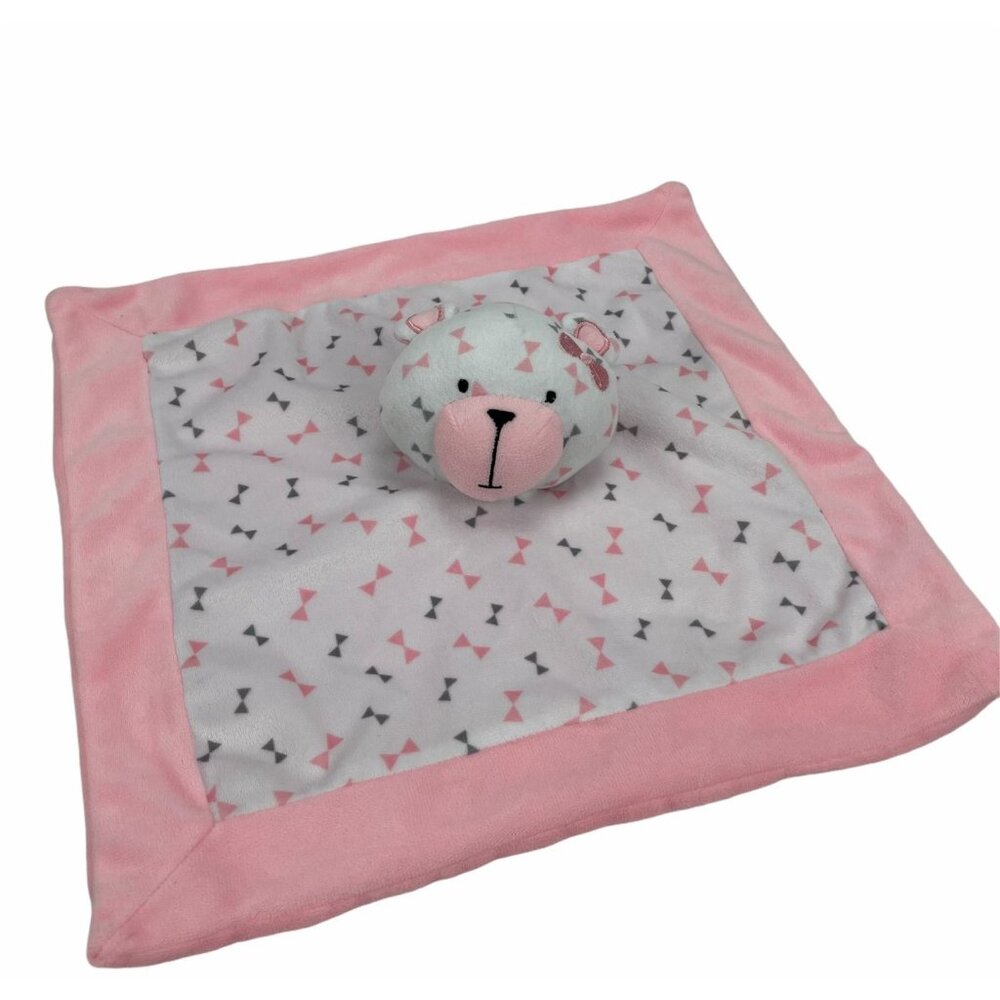 Canadiana Pink Teddy Bear 13" Baby‎ Security Blanket Plush Lovey Bows